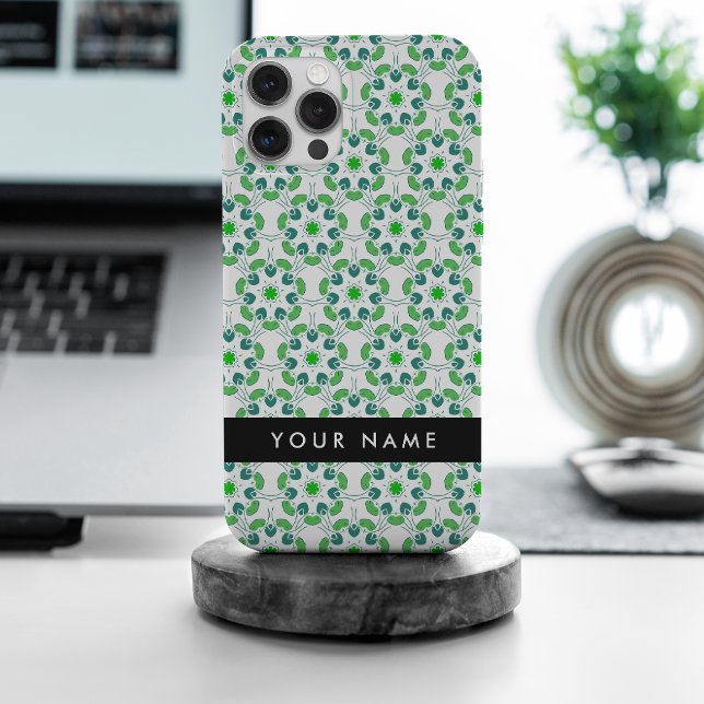 Funda Para iPhone Patrón de hojas, hojas verdes, nombre (Subido por el creador)