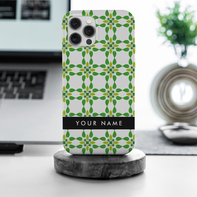 Funda Para iPhone Patrón de hojas, hojas verdes, nombre (Subido por el creador)