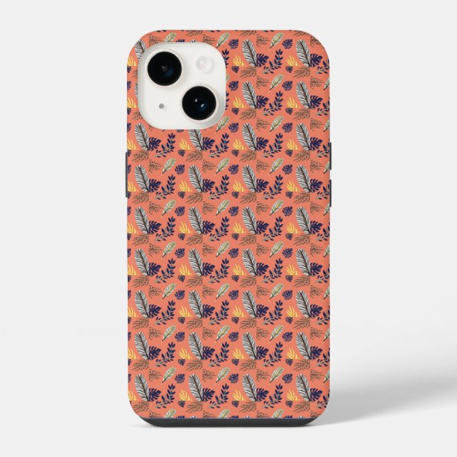 Funda Para iPhone Patrón de hojas modernas (Reverso )