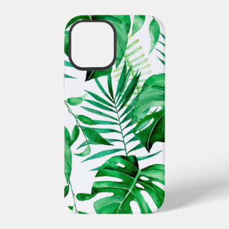 Funda Para iPhone 12 Patrón de hojas tropicales verdes