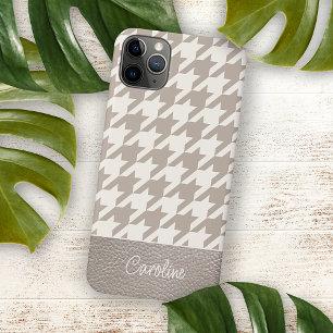 Funda Para iPhone 16 Pro Max Patrón de Houndstooth Marfil Taupe Neutro Personal