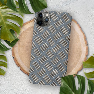 Funda Para iPhone 16 Pro Max Patrón de Huellas de Acero Gris Azul Marrón Desgas