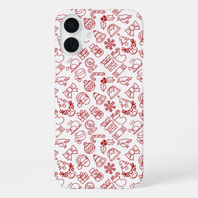 Funda Para iPhone Patrón de iconos de Navidades rojos (Reverso )