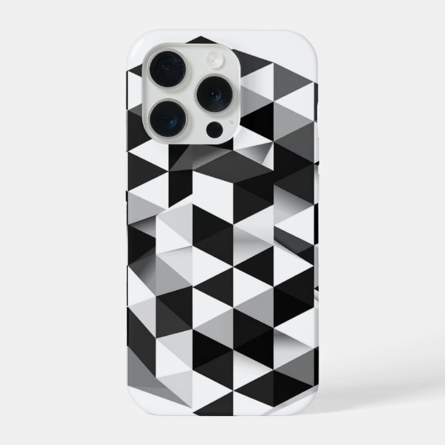 Funda Para iPhone Patrón de ilusión monocroma de cubo geométrico 3D (Reverso )