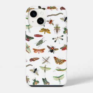 Funda Para iPhone 14 Patrón de ilustración de insectos vintage colorido