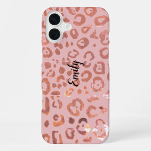 Funda Para iPhone 16 Plus Patrón de impresión de animales de leopardo rosa