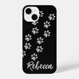 Funda Para iPhone 14 Patrón de impresión de fondo negro de las hojas de