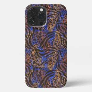 Funda Para iPhone 13 Pro Max Patrón de impresión lujoso Leopard y Zebra