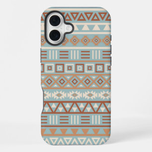 Funda Para iPhone 16 Plus Patrón de influencia azteca azul crema terracotas