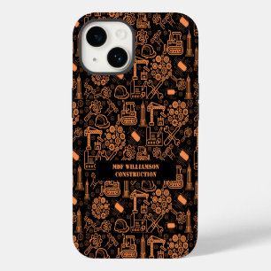 Funda Para iPhone 14 patrón de ingeniero de plano arquitectónico negro