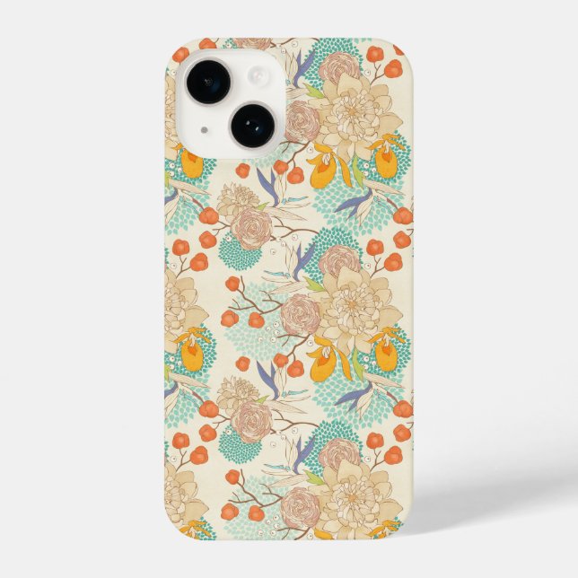 Funda Para iPhone Patrón de jardín floral colorido (Reverso )