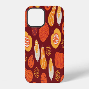 Funda Para iPhone 12 Patrón de la Calabaza Marrón de Acción de Gracias.