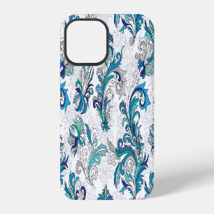 Funda Para iPhone 12 Patrón de la cosecha del Doodle de color floral.