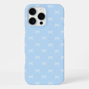 Funda Para iPhone 16 Pro Max Patrón de Lazo Azul Coquette Femenino Primavera Ve