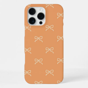 Funda Para iPhone 16 Pro Max Patrón de lazo naranja Coquette femenino primavera