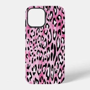 Funda Para iPhone 12 Patrón de leopardo blanco rosa.