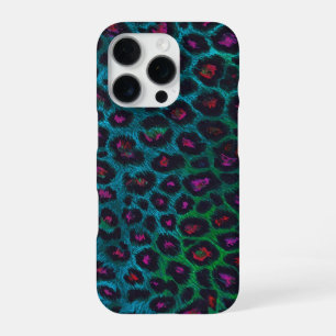 Funda Para iPhone 16 Pro Patrón de leopardo de las nieves neon-noir
