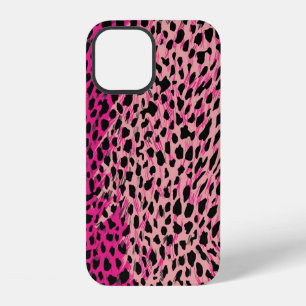 Funda Para iPhone 12 Patrón de leopardo rosa tela textil animal,fond