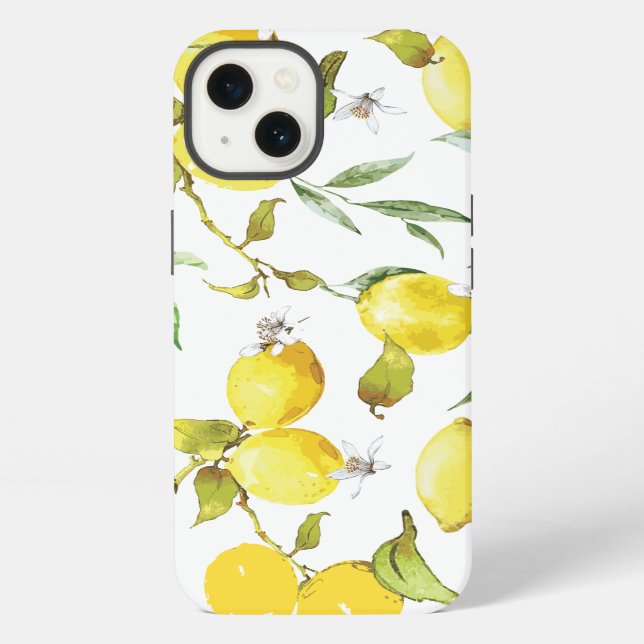 Funda Para iPhone Patrón de limón acuarela (Reverso )