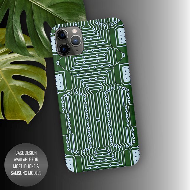 Funda Para iPhone Patrón de líneas blancas de la placa de circuito d (Subido por el creador)