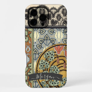 Funda Para iPhone 16 Pro Max Patrón de lirio vintage de Art Deco personalizado