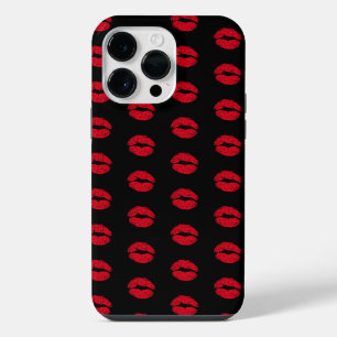 Funda Para iPhone 14 Pro Max Patrón de los labios de besos rojos