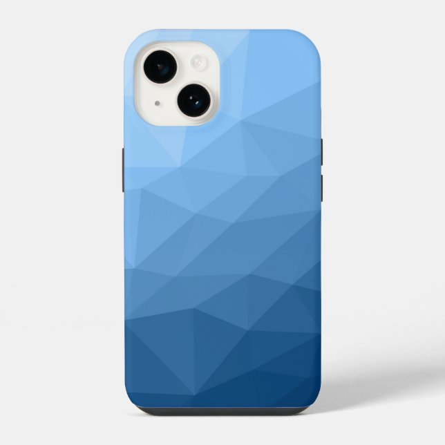Funda Para iPhone Patrón de malla geométrica de gradiente azul clási (Reverso )