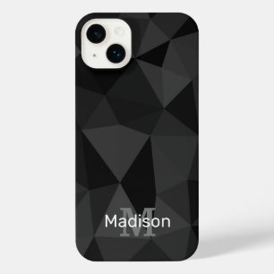 Funda Para iPhone 14 Plus Patrón de malla geométrica gris oscuro Monograma