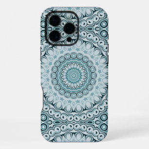 Funda Para iPhone 16 Pro Max Patrón de Mandala Azul y Gris Tormentoso