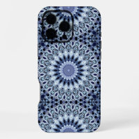 Patrón de Mandala de Caleidoscopio Azul y Blanco