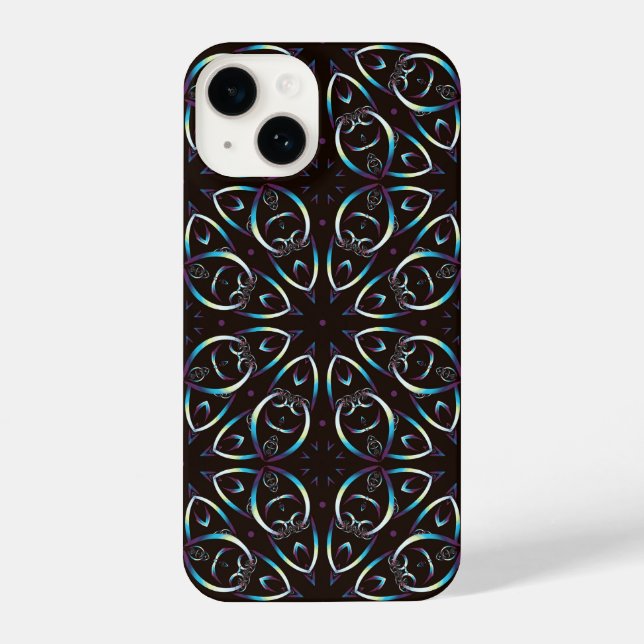 Funda Para iPhone Patrón de Mandala Glow Glow de Oro Azul (Reverso )