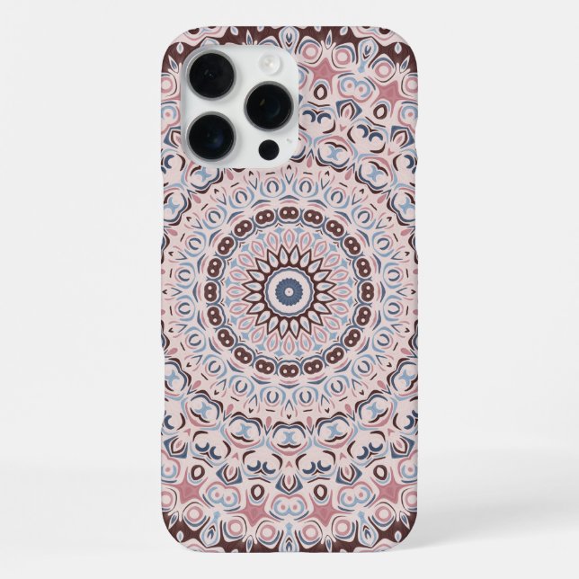 Funda Para iPhone Patrón de Mandala Rosa y Azul Boho (Reverso )