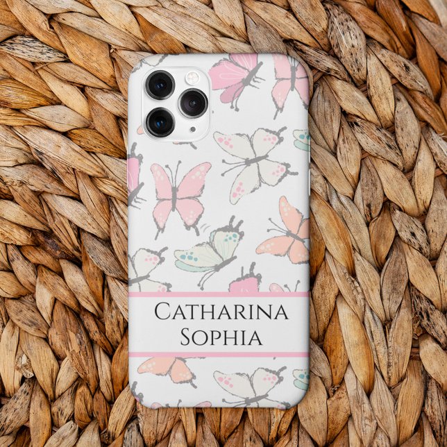 Funda Para iPhone Patrón de mariposa con nombre (Subido por el creador)