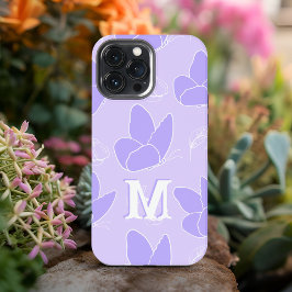 Funda Para iPhone 13 Pro Max Patrón de mariposa de lila azul Monogram M moderno