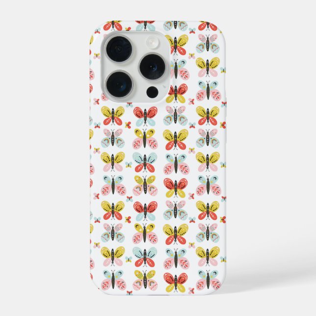 Funda Para iPhone Patrón de mariposa y floral  (Reverso )