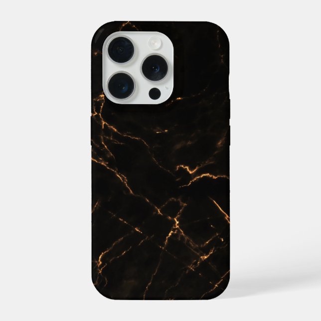 Funda Para iPhone Patrón de mármol de piedra negra elegante (Reverso )