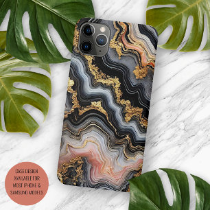 Funda Para iPhone 16 Pro Max Patrón de mármol negro coral rosa blanco dorado el