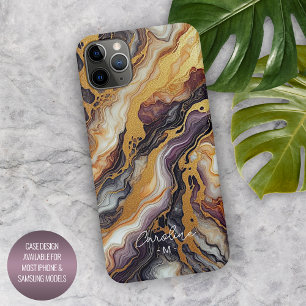 Funda Para iPhone 16 Pro Max Patrón de mármol personalizado púrpura negro gris