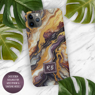 Funda Para iPhone 16 Pro Max Patrón de mármol personalizado púrpura negro gris