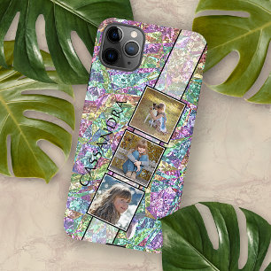 Funda Para iPhone 16 Pro Max Patrón de mármol rosa turquesa azul violeta púrpur