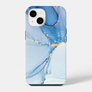 Funda Para iPhone 14 Patrón de mármol único azul dorado iPhone / Androi