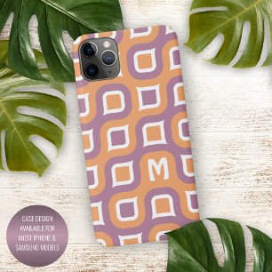 Funda Para iPhone 16 Pro Max Patrón de mediados de siglo en color malva, púrpur