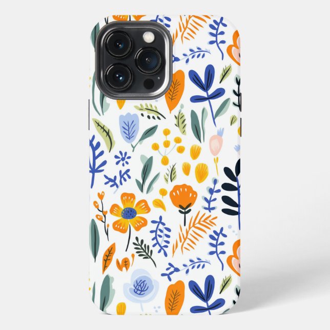 Funda Para iPhone Patrón de mercado de flores retro (Reverso )
