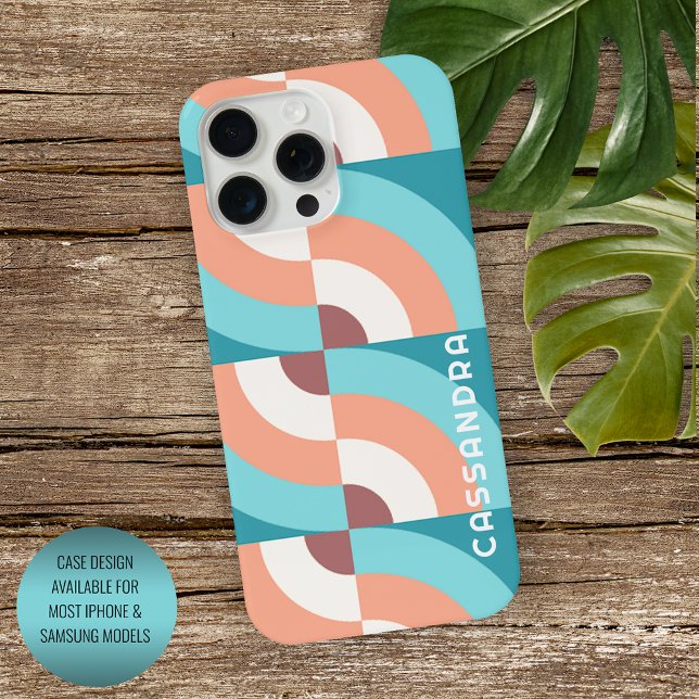 Funda Para iPhone Patrón de Mod Retro de Taupe Verde de personalizad (Subido por el creador)