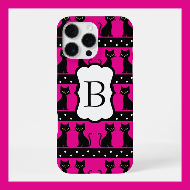 Funda Para iPhone Patrón de monograma de gato chic personalizable in (Subido por el creador)