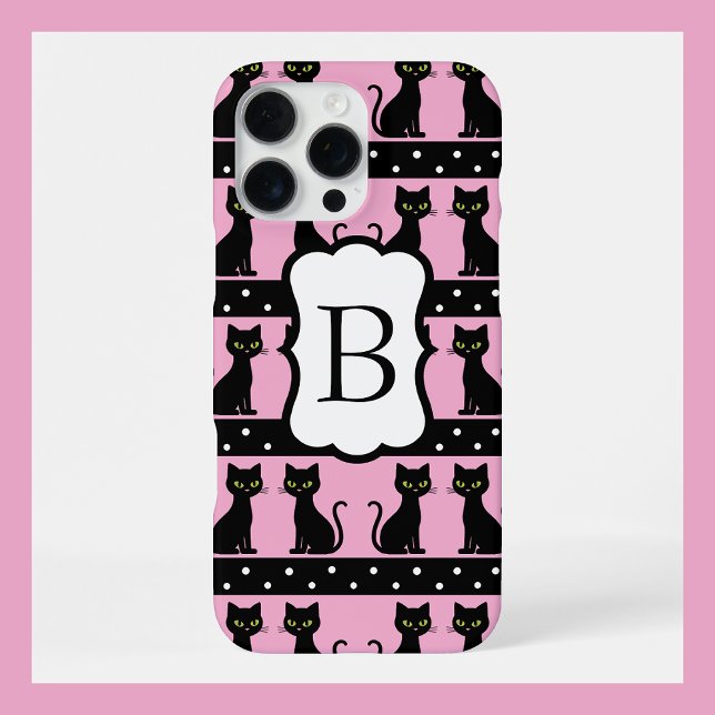 Funda Para iPhone Patrón de monograma de gato chic personalizable in (Subido por el creador)