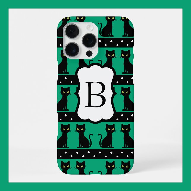Funda Para iPhone Patrón de monograma de gato chic personalizable in (Subido por el creador)