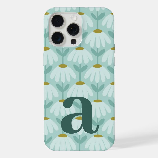 Funda Para iPhone Patrón de monograma inicial floral de margaritas a (Reverso )