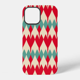 Funda Para iPhone 12 Patrón de mosaico de corazones rojos, azul de ment