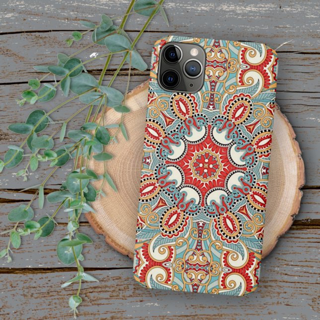 Funda Para iPhone Patrón de mosaico floral del Naranja de luz roja a (Subido por el creador)